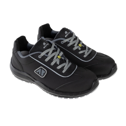 Scarpe antinfortunistiche, AboutBlu Discovery Black, colore nero, lacci grigi, suola grigia, non indossate