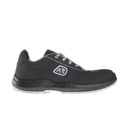 Scarpe antinfortunistiche, AboutBlu Discovery Black, colore nero, lacci grigi, suola grigia, non indossate